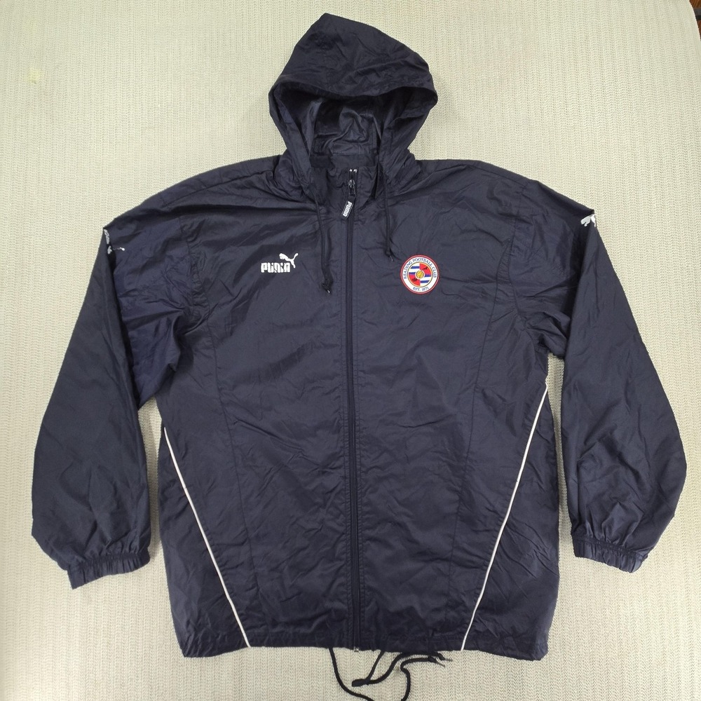 Reading Football Club Jacket Mens Large Blue Soccer Puma Hooded Windbreaker